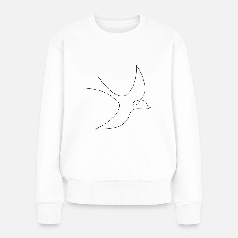 one line drawing - Vogel - Frauen Premium Bio Pullover - Weiß