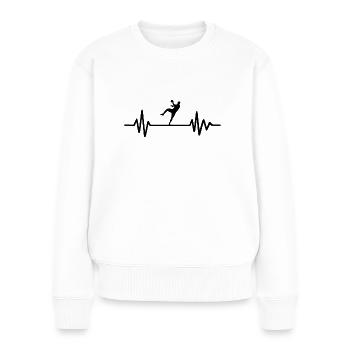 Handball - Herzschlag - Frauen Premium Bio Pullover - Weiß - Vorne - Julia (174cm)