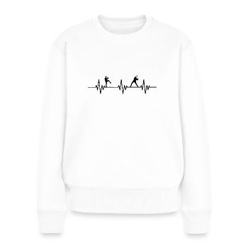 Baseball Baseballspieler Herzschlag - Frauen Premium Bio Pullover - Weiß - Vorne - Julia (174cm)