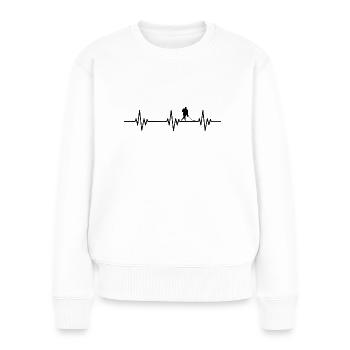 Eishockey - Herzschlag - Frauen Premium Bio Pullover - Weiß - Vorne - Julia (174cm)
