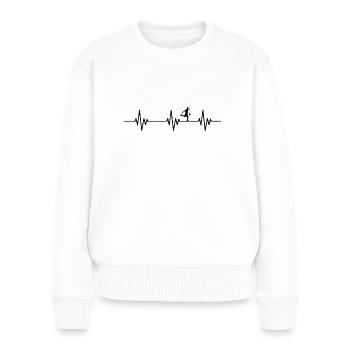 Fußball Herzschlag - Frauen Premium Bio Pullover - Weiß - Vorne - Julia (174cm)
