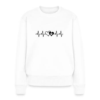 Hundepfote - Herzschlag - Frauen Premium Bio Pullover - Weiß - Vorne - Julia (174cm)