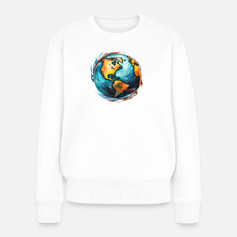 Globus in Bewegung - Frauen Premium Bio Pullover - Weiß