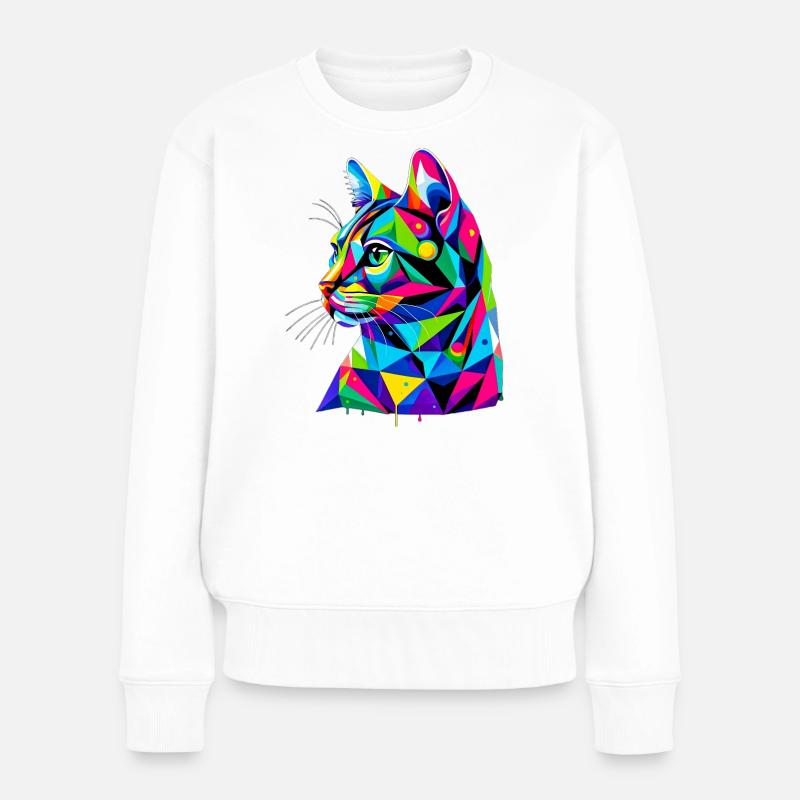 Katze - Frauen Premium Bio Pullover - Weiß