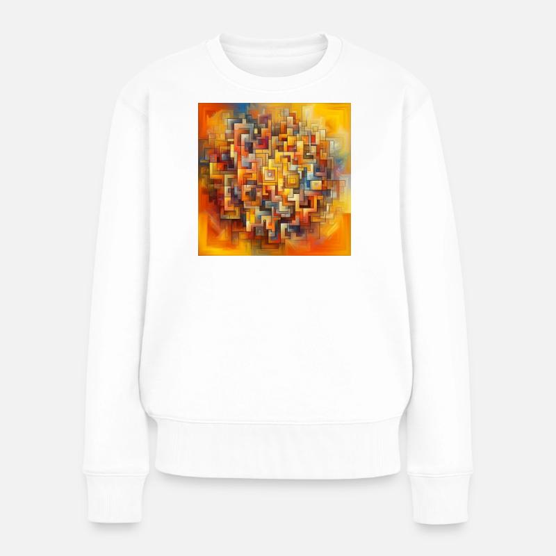 Quadrate 2 - Frauen Premium Bio Pullover - Weiß