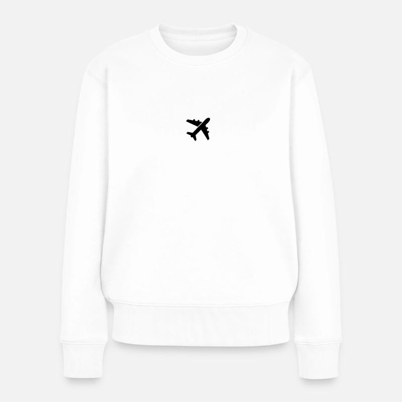 Flugzeug3 - Frauen Premium Bio Pullover - Weiß