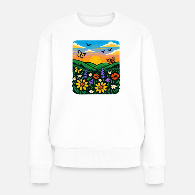 Sommerwiese - Frauen Premium Bio Pullover - Weiß
