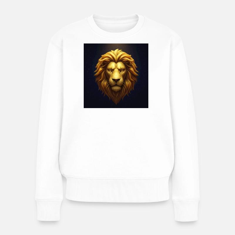 Lion d’or dans le ciel étoilé - Pull Premium bio Femme - blanc