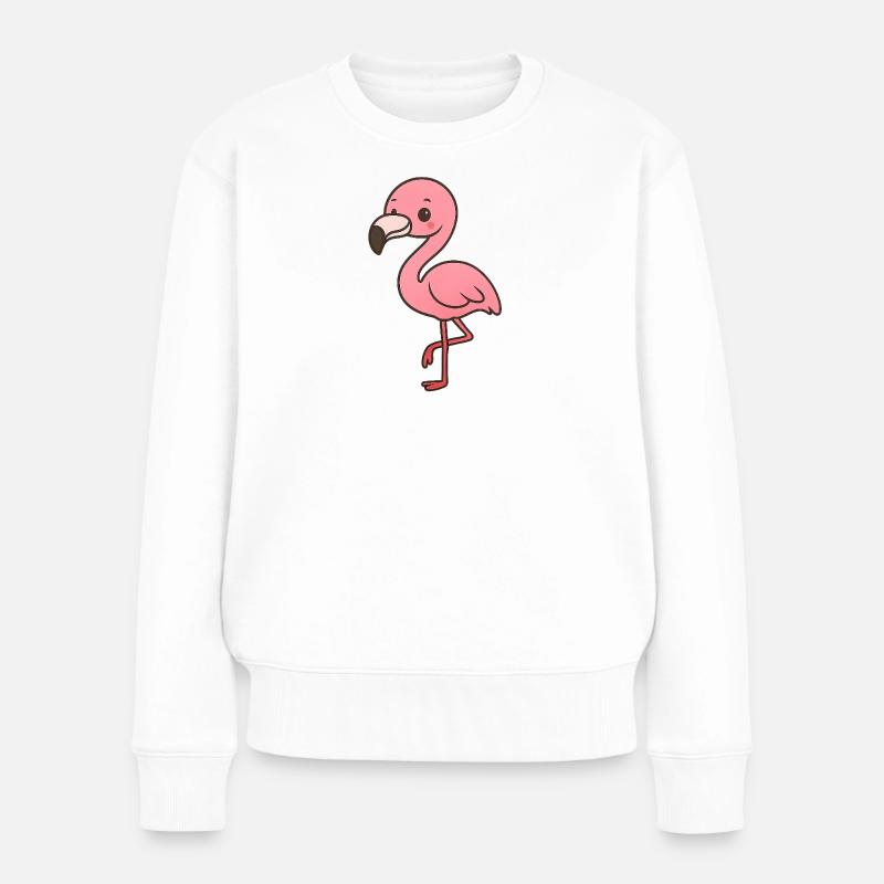 Verspielter Flamingo mit Witz - Frauen Premium Bio Pullover - Weiß