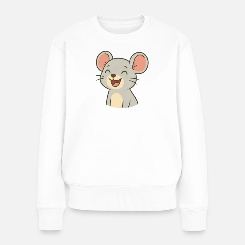 Lachende_Maus - Frauen Premium Bio Pullover - Weiß