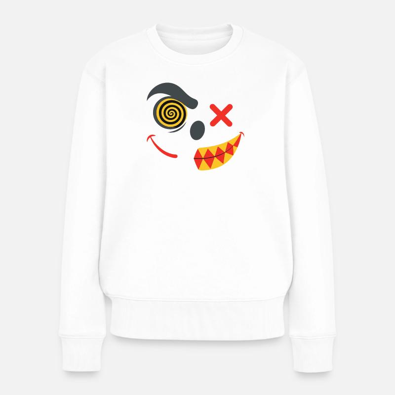 Bunte Kinder-Lächeln-Maske - Frauen Premium Bio Pullover - Weiß