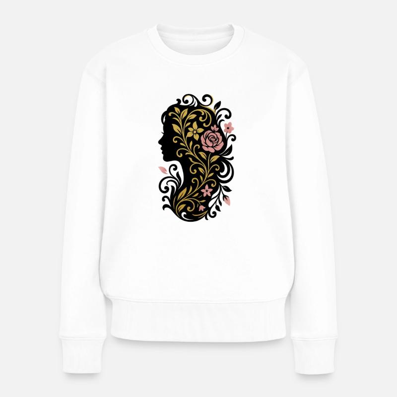 Avi Collection – Golden Rose Emblem - Frauen Premium Bio Pullover - Weiß