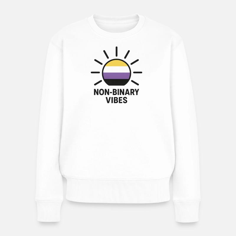 Non-Binary Vibes Sonnenlogo - Frauen Premium Bio Pullover - Weiß