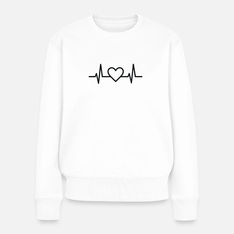 Battement de cœur avec conception de lignes de cœur - Pull Premium bio Femme - blanc