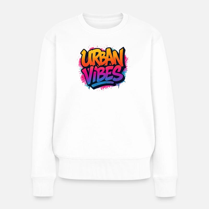 Lebendige Graffiti-Urban Vibes  - Frauen Premium Bio Pullover - Weiß