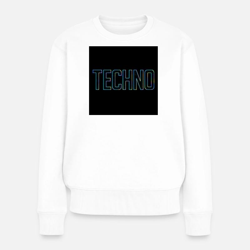 Neon Techno Schriftzug auf Schwarz - Frauen Premium Bio Pullover - Weiß