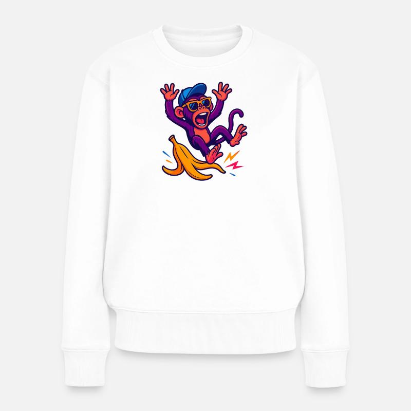 Singe néon avec banane - Pull Premium bio Femme - blanc