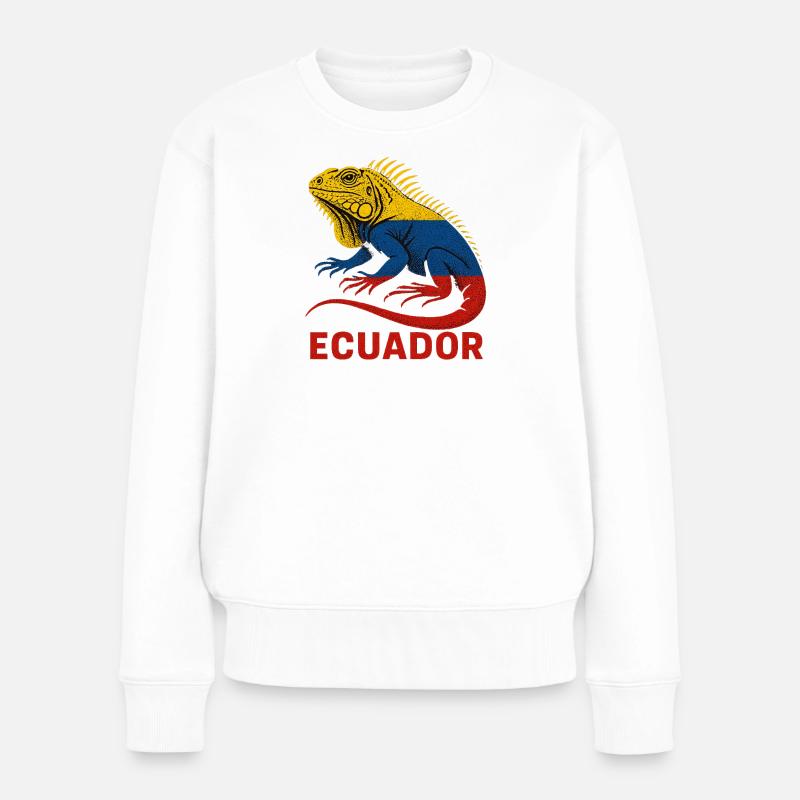 Leguan Ecuador Tricolor - Frauen Premium Bio Pullover - Weiß