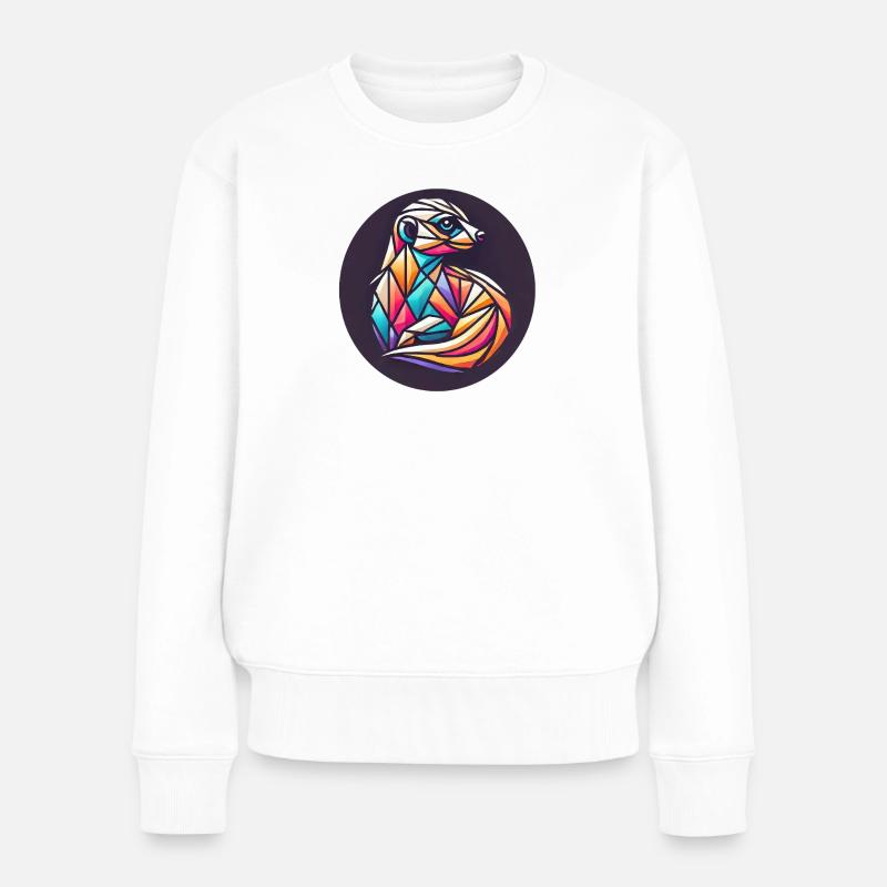 Suricate coloré géométrique - Pull Premium bio Femme - blanc