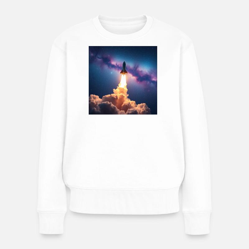 Rocket jump through nebula galaxy - Women's Premium Organic Jumper - white