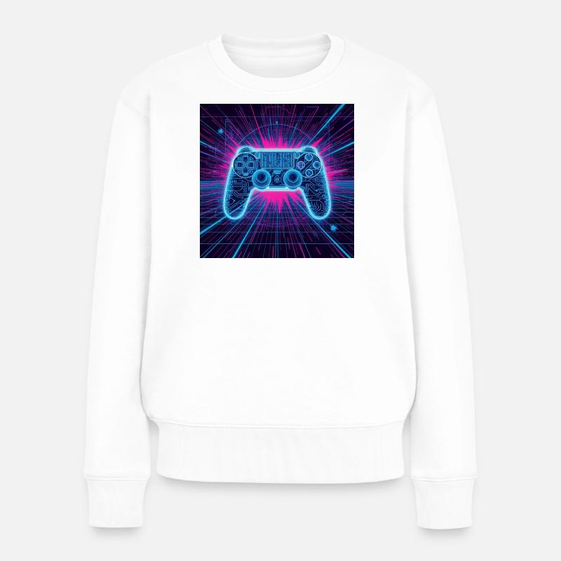 Neon Gaming Universe - Frauen Premium Bio Pullover - Weiß