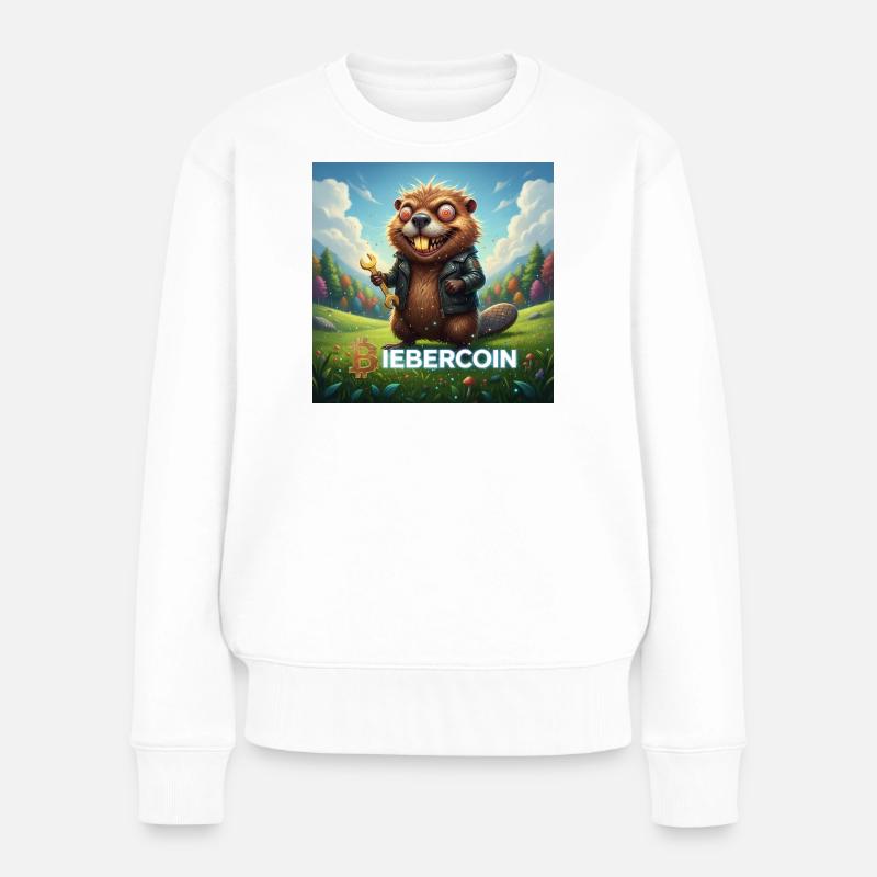 Crypto Beaver avec clé à molette - Pull Premium bio Femme - blanc