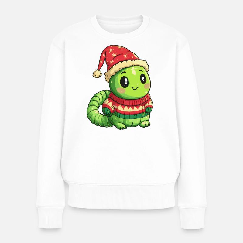 Wurm Weihnachten - Frauen Premium Bio Pullover - Weiß