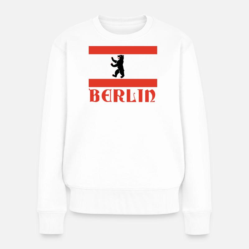 Graphique du drapeau de l’ours de Berlin - Pull Premium bio Femme - blanc