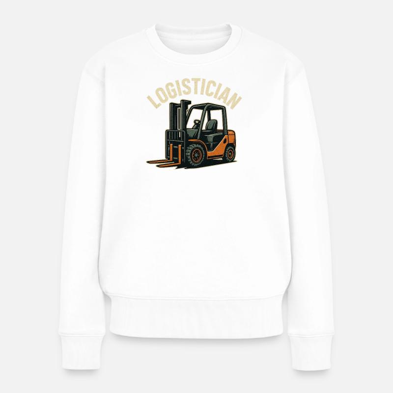 Logistik-Forklift Vintage-Logo - Frauen Premium Bio Pullover - Weiß