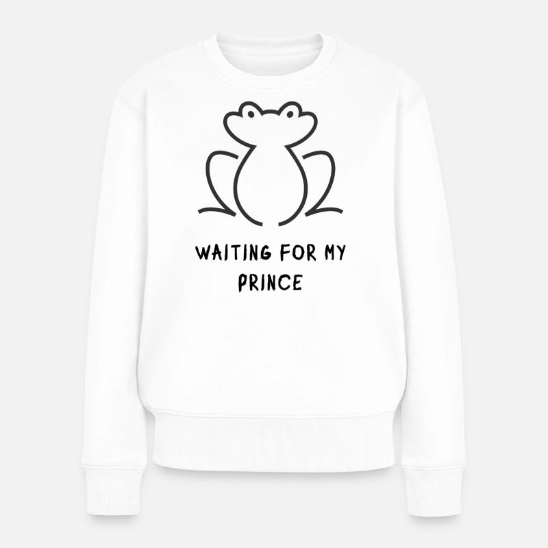 Frosch Linienkunst Silhouette - Frauen Premium Bio Pullover - Weiß