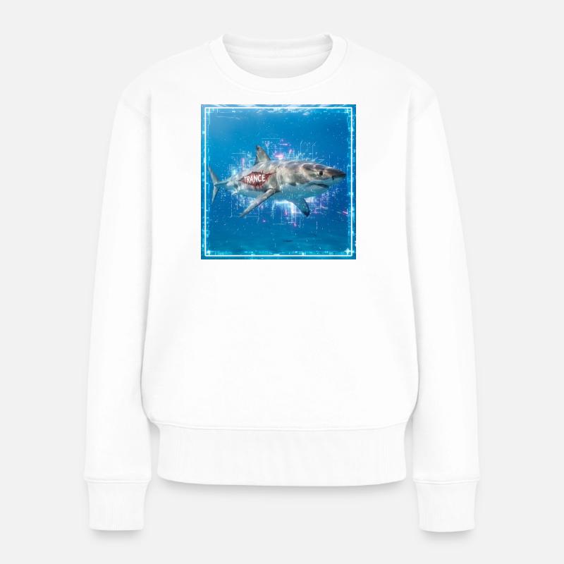 Trance Shark - Frauen Premium Bio Pullover - Weiß