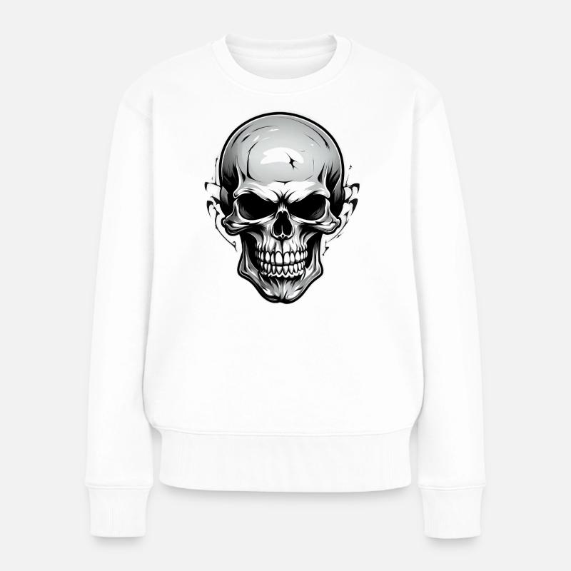 Graphique de crâne noir et blanc - Pull Premium bio Femme - blanc