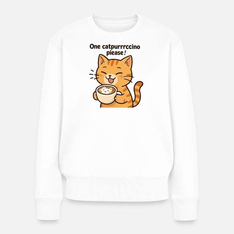 Katzenkaffee Schnurrrfreunde - Frauen Premium Bio Pullover - Weiß