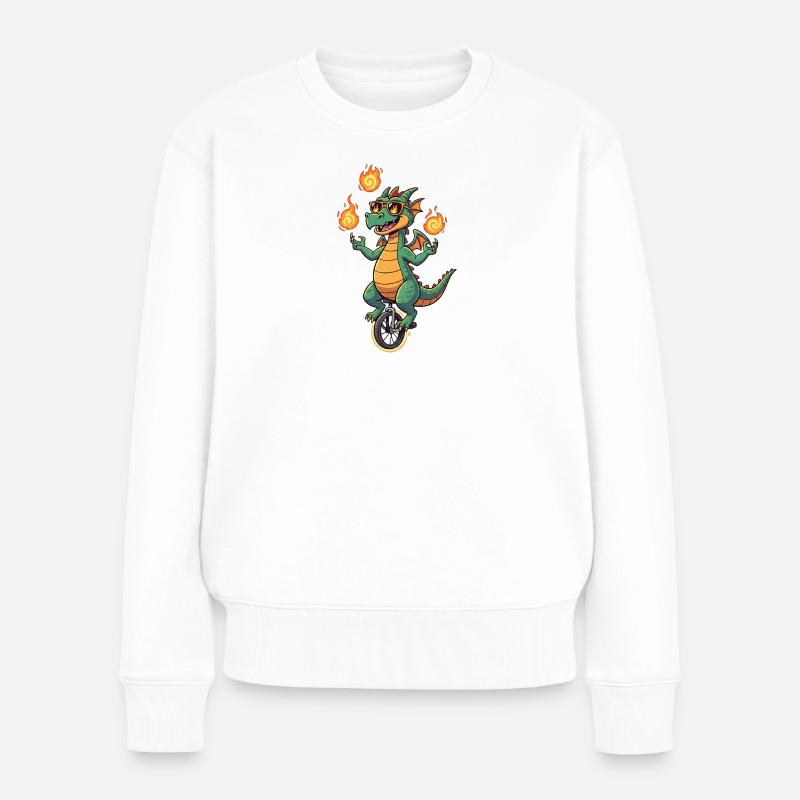 Feuerbläser auf Einrad - Frauen Premium Bio Pullover - Weiß