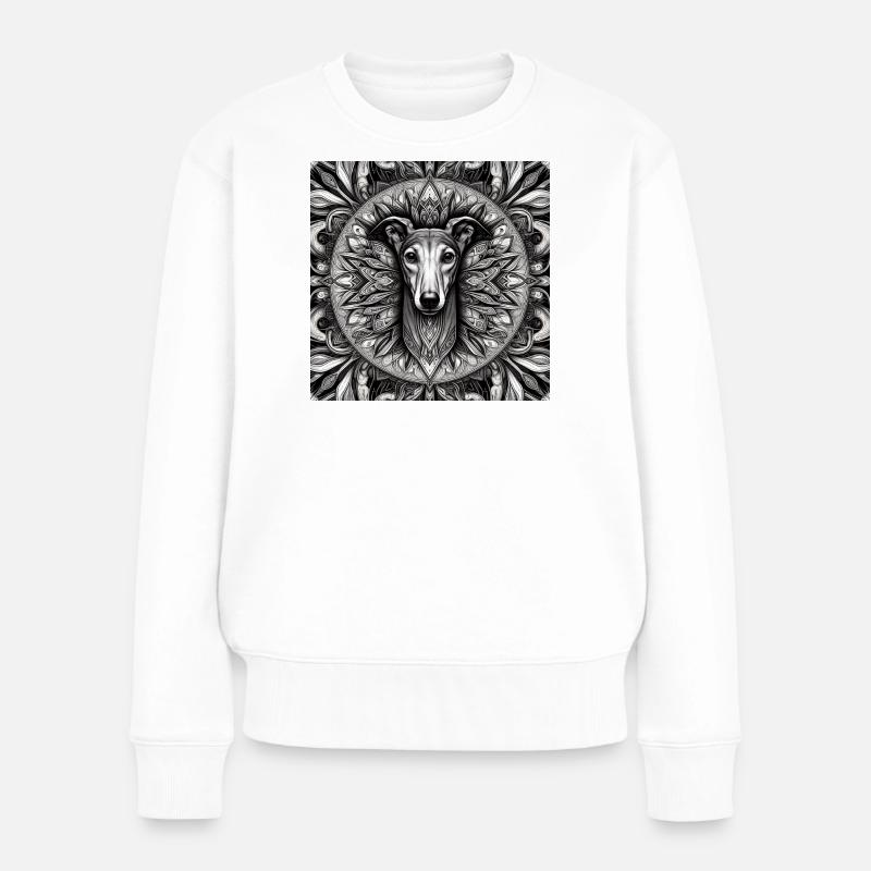 Mandala du lévrier - Pull Premium bio Femme - blanc