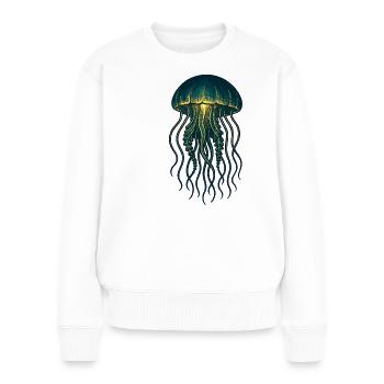 Leuchtende Qualle Tiefsee Neon - Frauen Premium Bio Pullover - Weiß - Vorne - Julia (174cm)