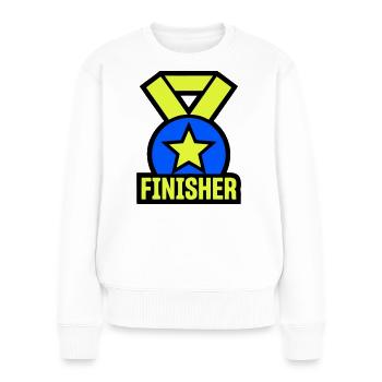 Stolzer Finisher Medaille Stern - Frauen Premium Bio Pullover - Weiß - Vorne - Julia (174cm)
