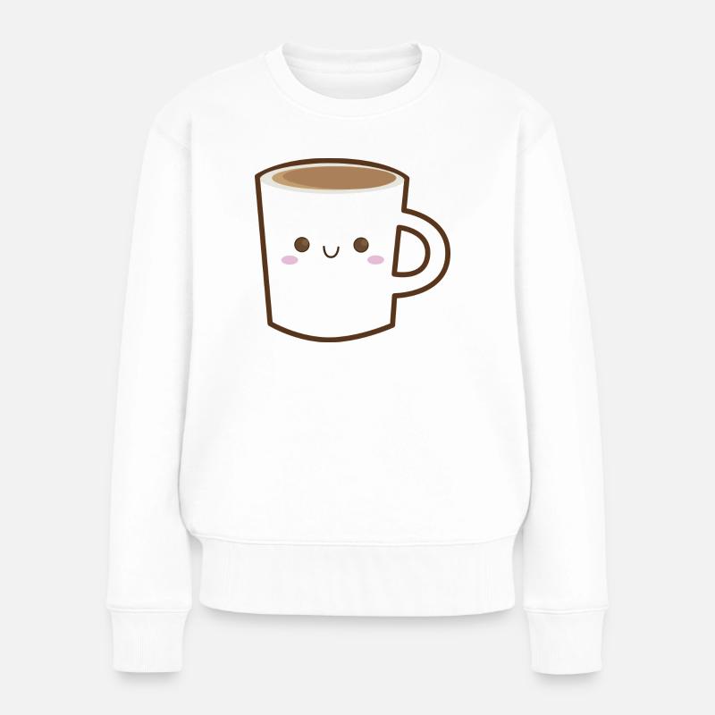 süße kaffeetasse kawaii - Frauen Premium Bio Pullover - Weiß
