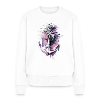 Ancre rose - Pull Premium bio Femme - blanc - Devant - Julia (174cm)