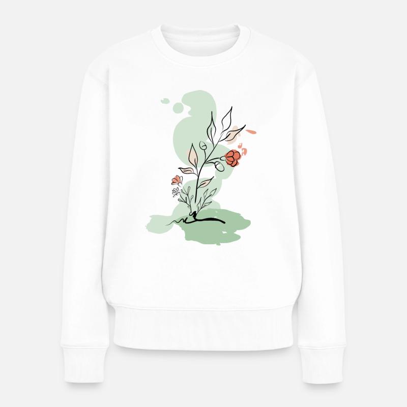 wilde Blumenwiese - Frauen Premium Bio Pullover - Weiß