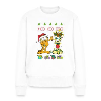Garfield Et Odie Noël Hohoho - Pull Premium bio Femme - blanc - Devant - Julia (174cm)