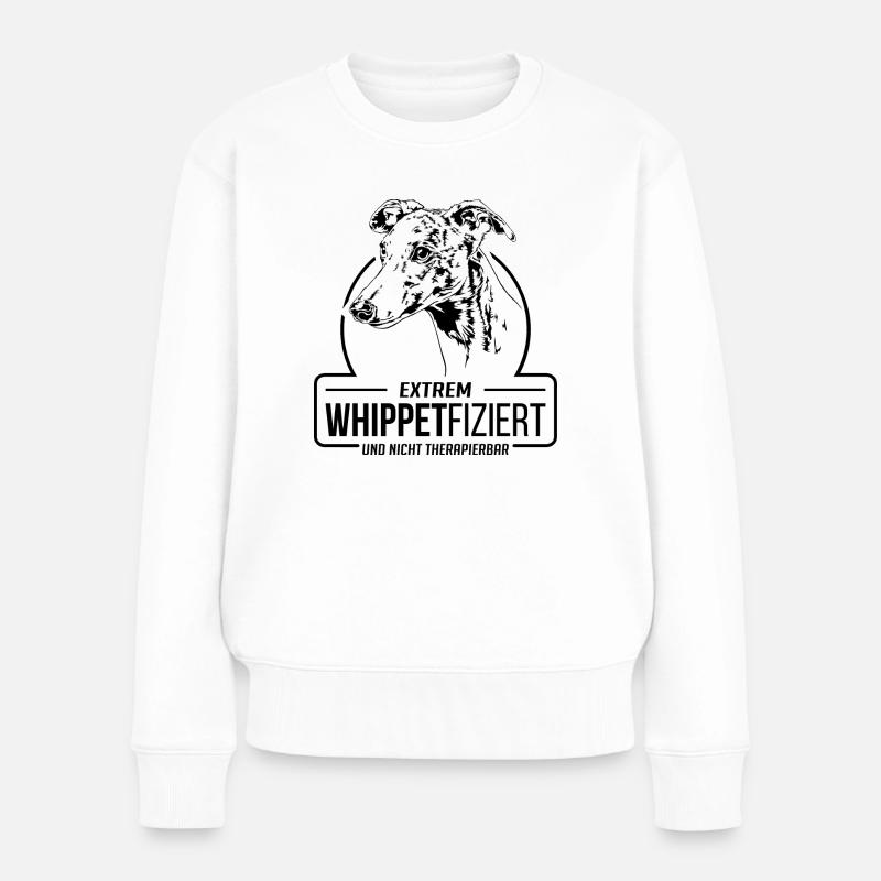 WHIPPETFIZIERT Whippet Hunde Spruch Wilsigns - Frauen Premium Bio Pullover - Weiß