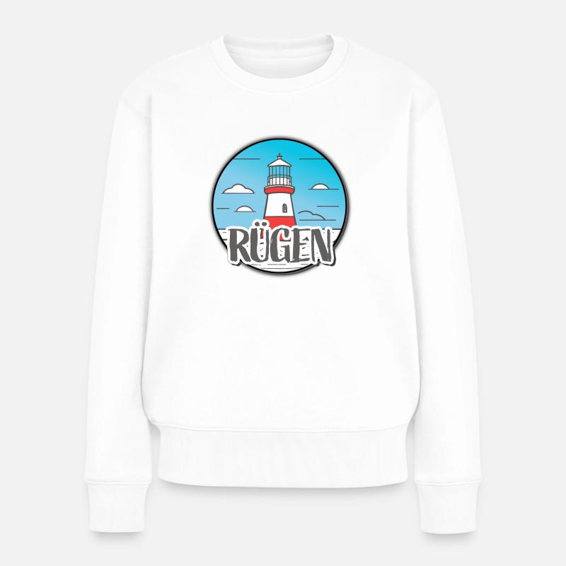 Maritim - Leuchtturm Rügen - Frauen Premium Bio Pullover - Weiß