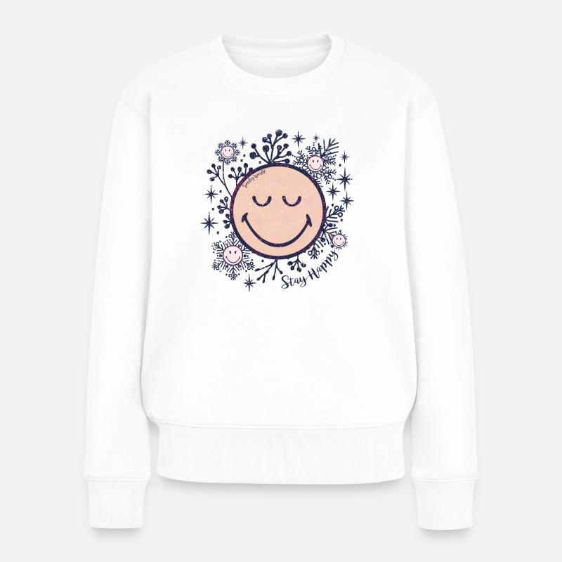 Wintertime_Smiley - Frauen Premium Bio Pullover - Weiß