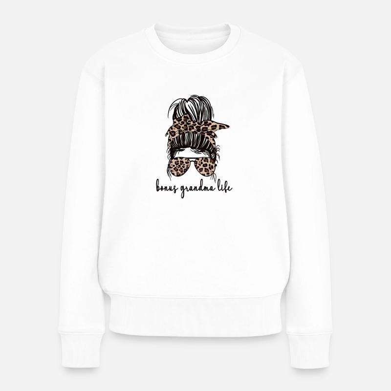 Beste Bonus-Oma Stolze Stiefgroßmutter Geschenk - Frauen Premium Bio Pullover - Weiß