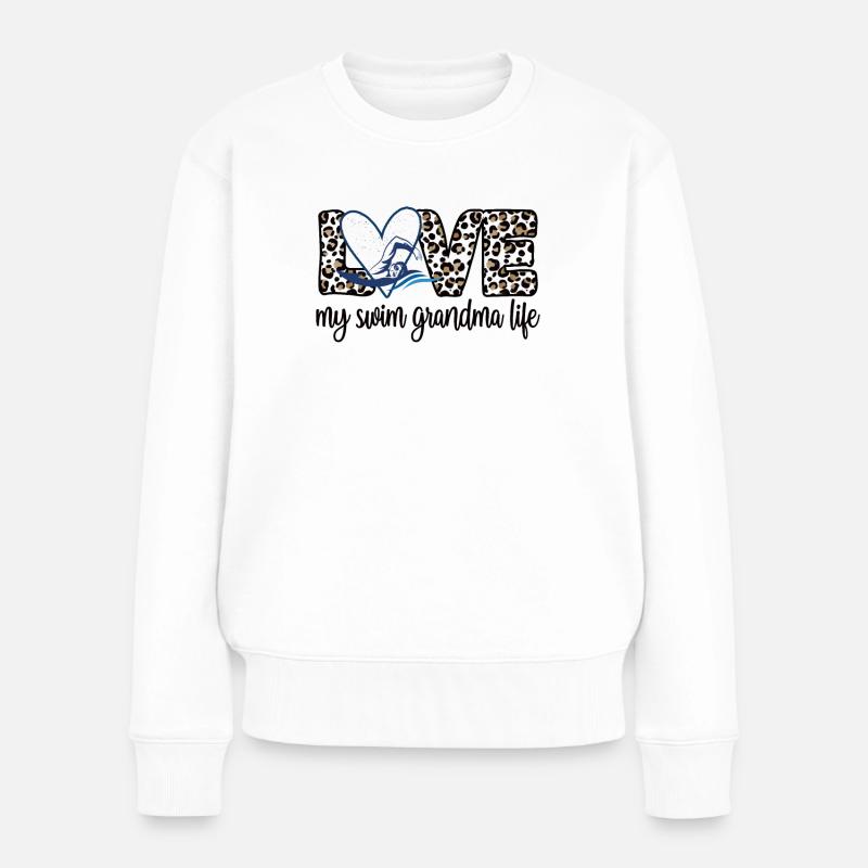 Beste Schwimmoma Großmutter Schwimmer Schwimm-Oma - Frauen Premium Bio Pullover - Weiß