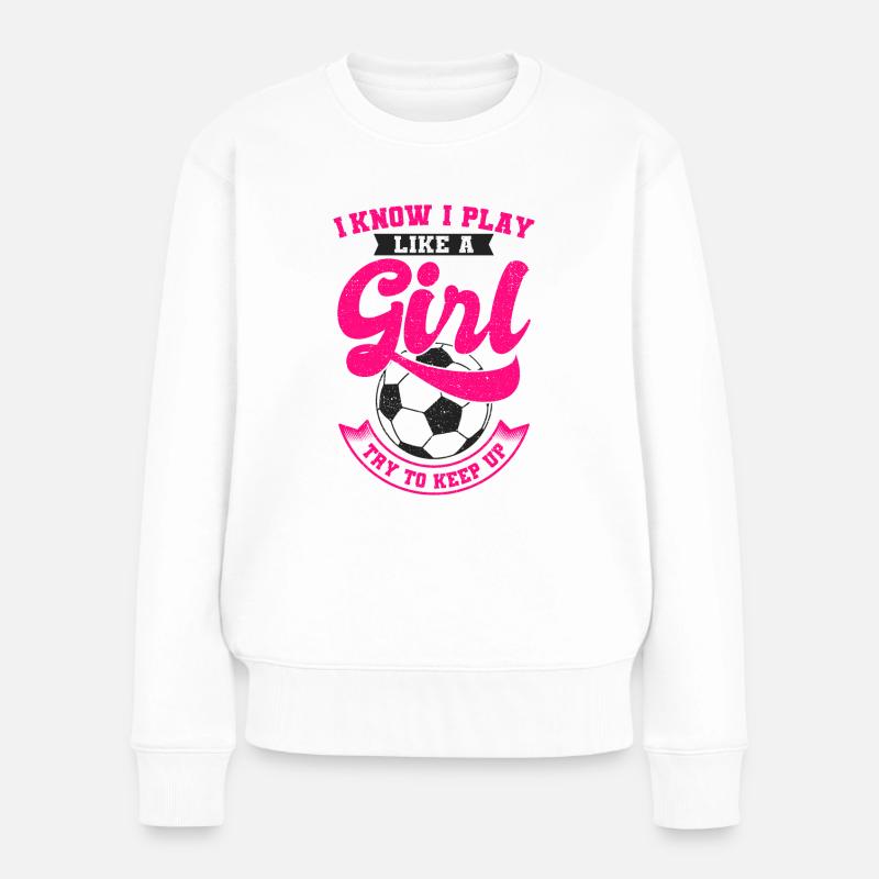 Fussball Mädchen - Frauen Premium Bio Pullover - Weiß