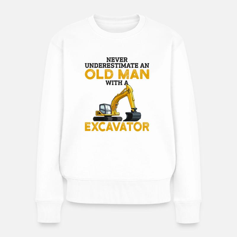 Baggerfahrer - Frauen Premium Bio Pullover - Weiß