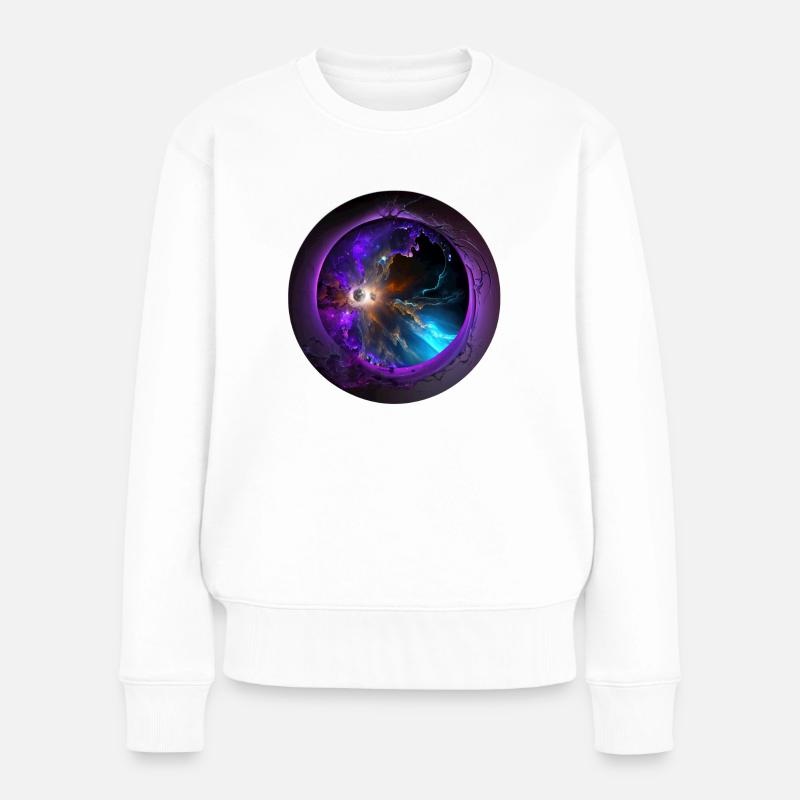 Univers violet 3D - Pull Premium bio Femme - blanc