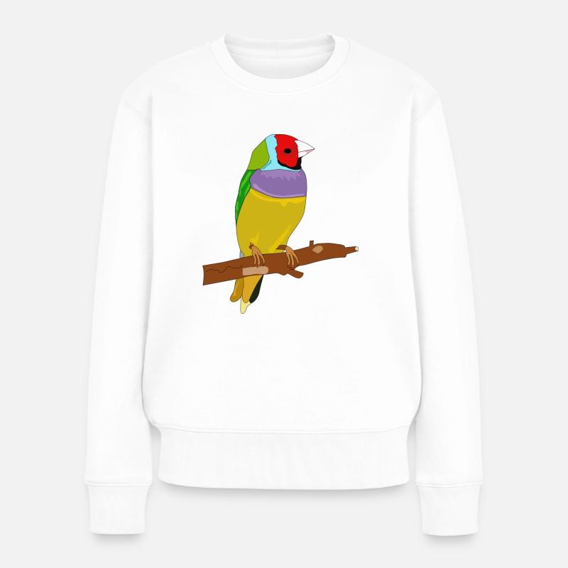 Bunter Vogel - Frauen Premium Bio Pullover - Weiß